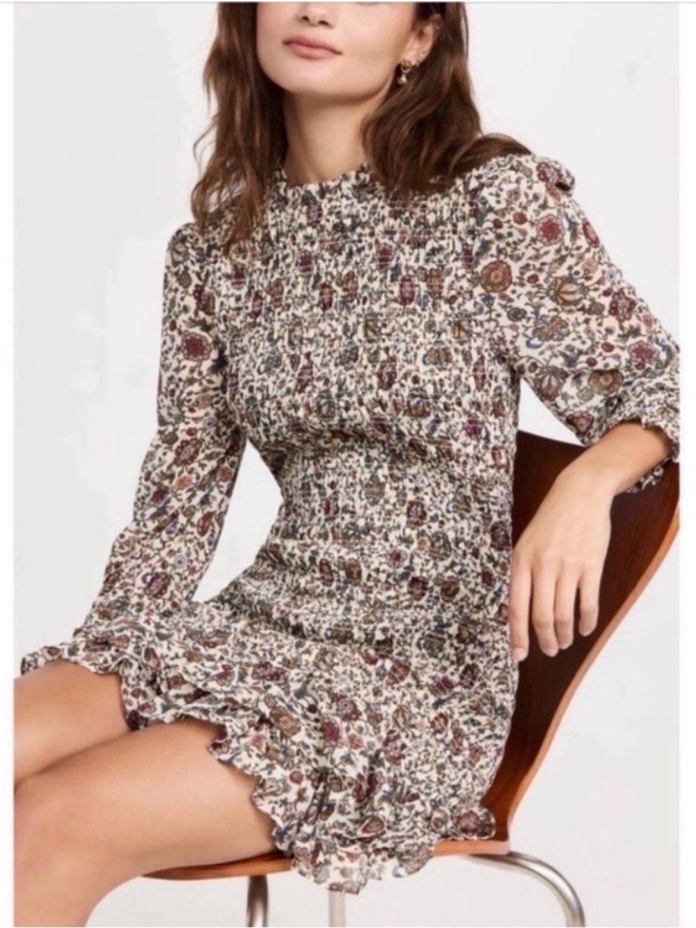 Veronica Beard Farha Floral Smocked Mini Bodycon Dress | Size 4 - Picture 3 of 7